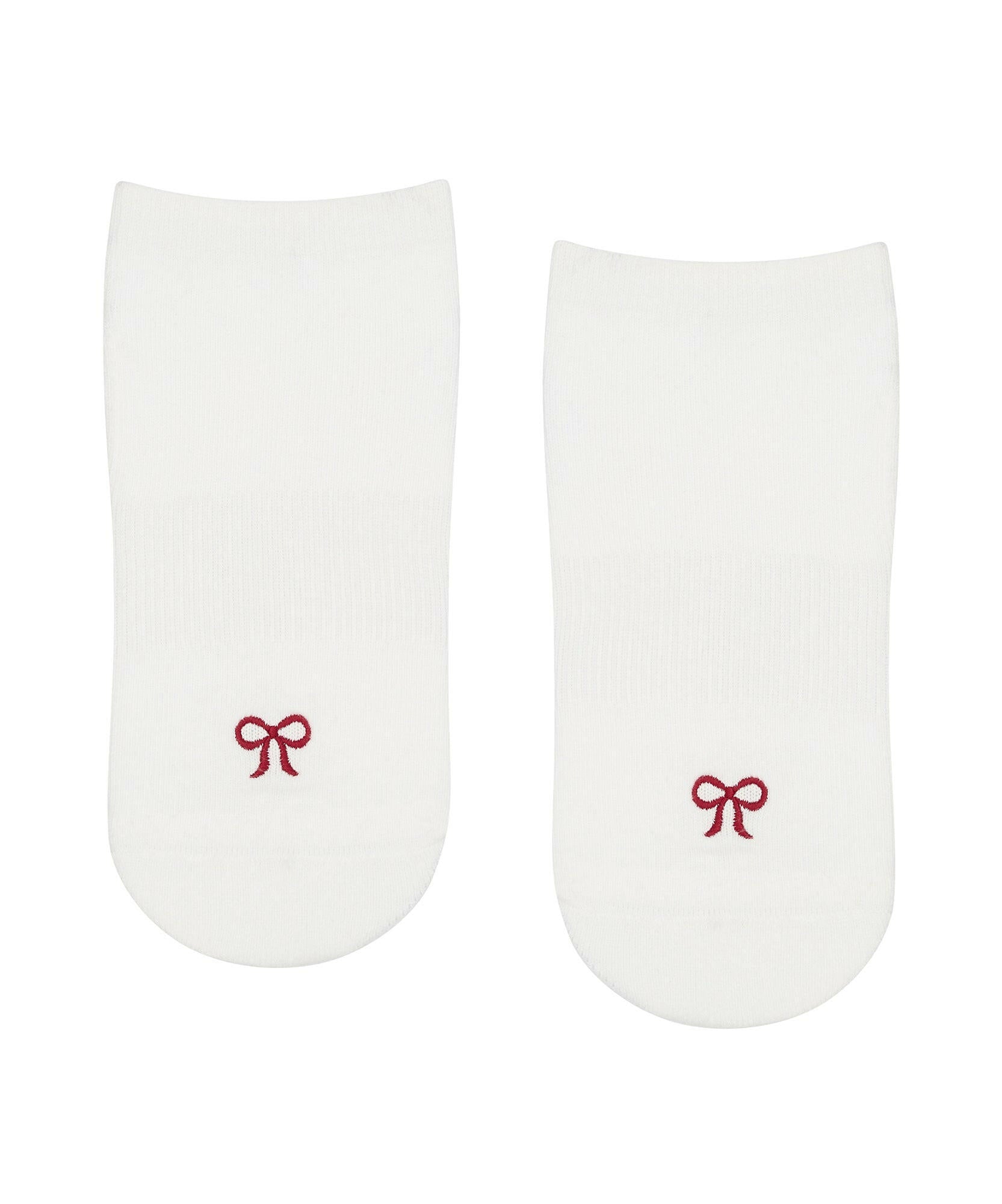 Classic Low Rise Grip Socks - Whimsy Bow White
