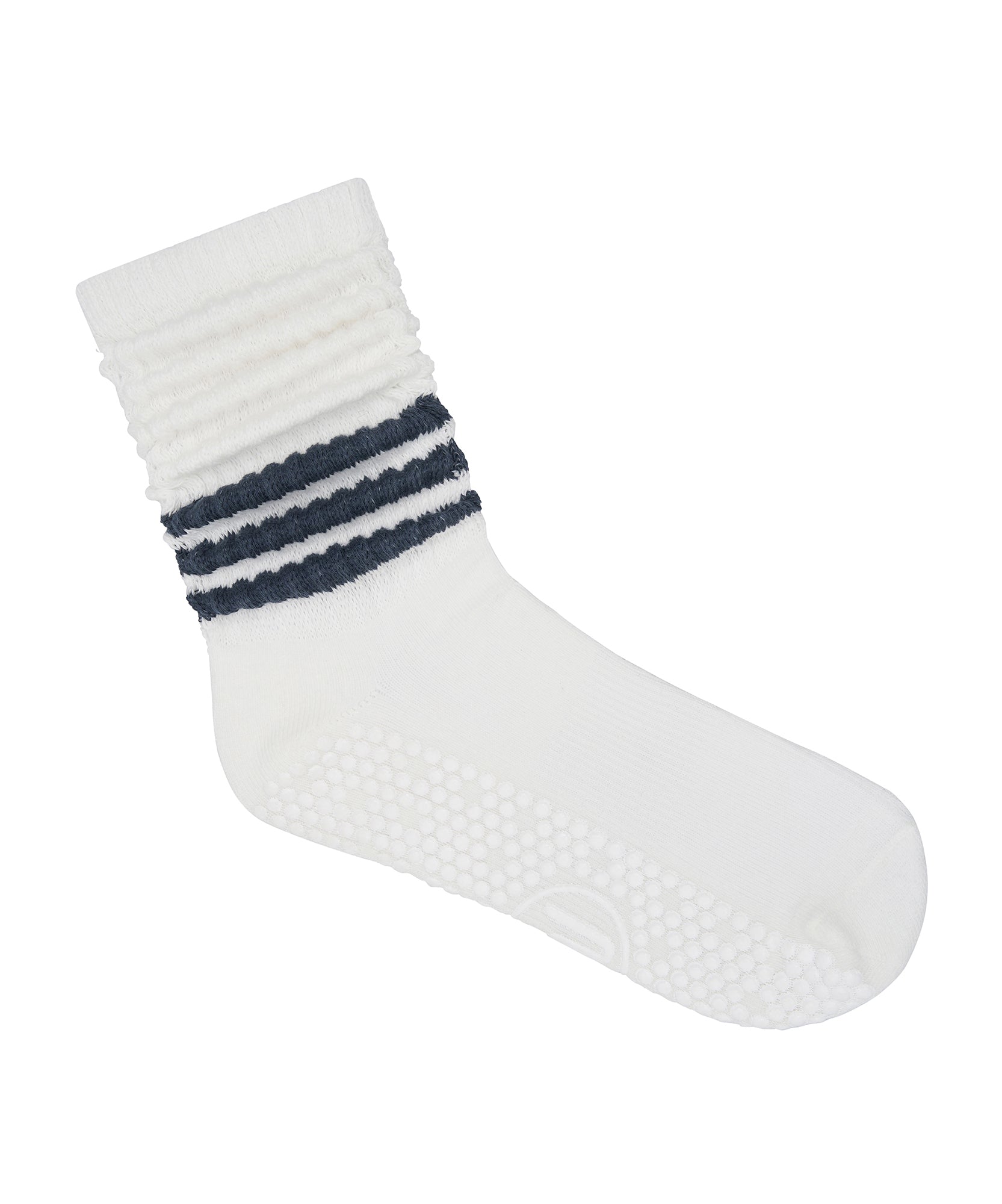 Scrunch Non Slip Grip Socks - French Navy Stripe High