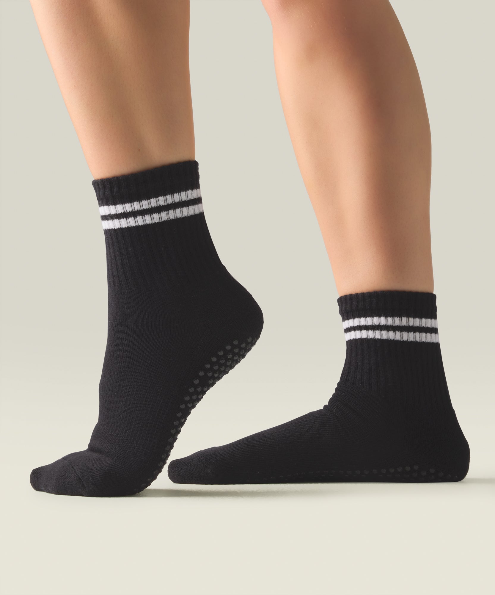 Crew Non Slip Grip Socks - Sporty Stripe Black